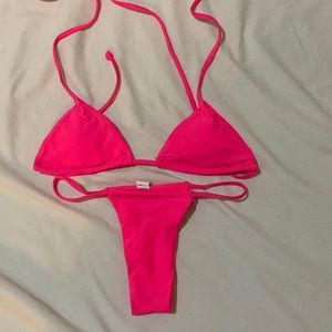 Hot pink thong bikini